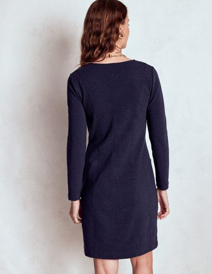 Ellen V-neck Ottoman Dress-Navy-3