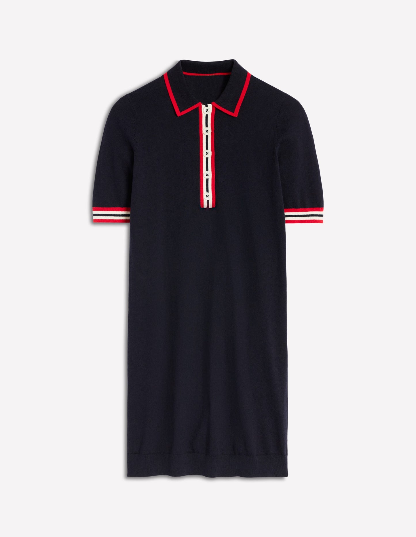 Tipped Henley Dress-Navy