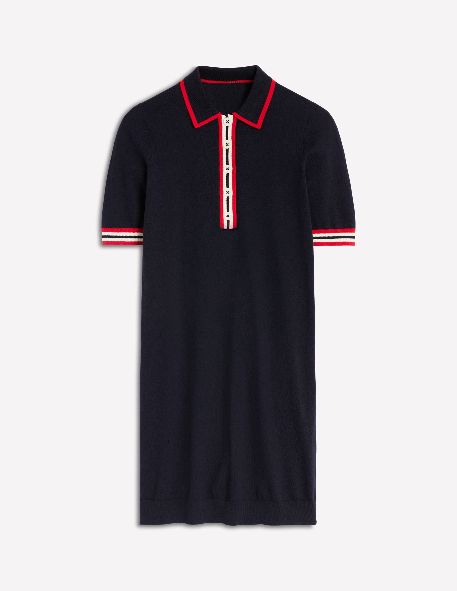 Tipped Henley Dress-Navy-6