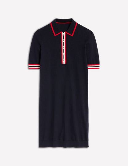 Tipped Henley Dress-Navy-6