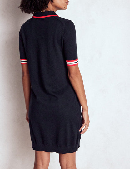 Tipped Henley Dress-Navy-3