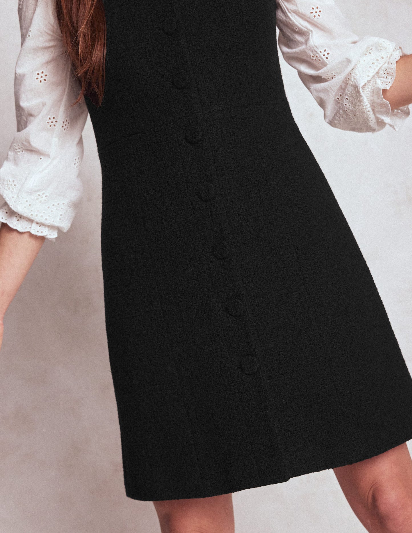 Cotton Texture Shift Dress-Black
