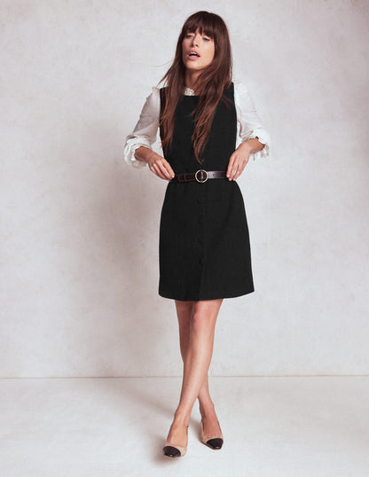 Cotton Texture Shift Dress-Black-4