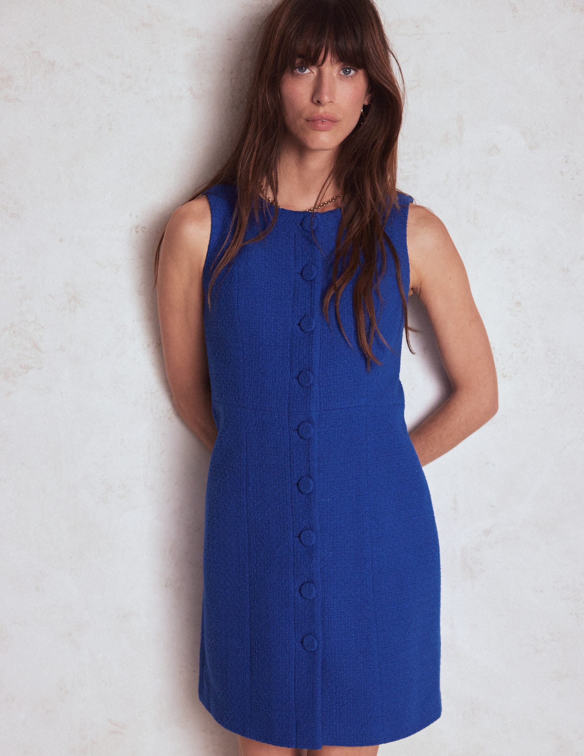 Cotton Texture Shift Dress-Gallery Blue - Image 1