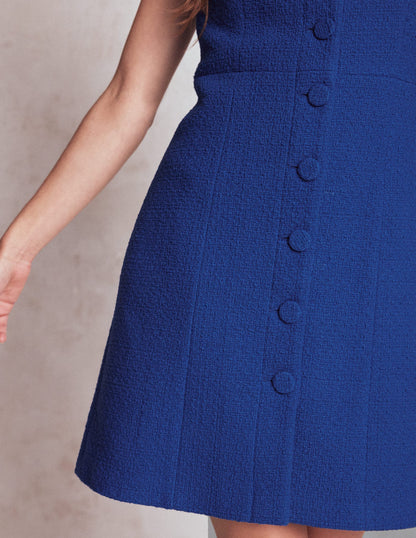 Cotton Texture Shift Dress-Gallery Blue-2