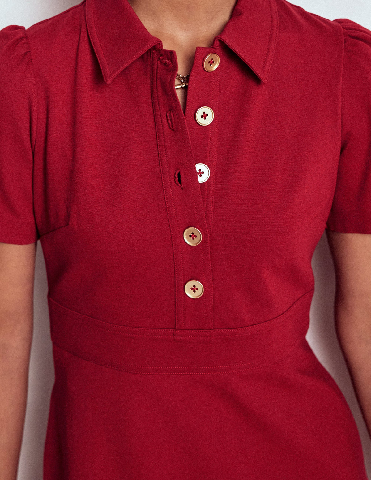 Nicolette Ponte Shirt Dress-Crimson Red - Image 1