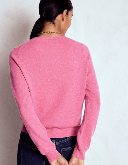 Eva Cashmere Crew Neck Sweater-Rose Pink Melange-3