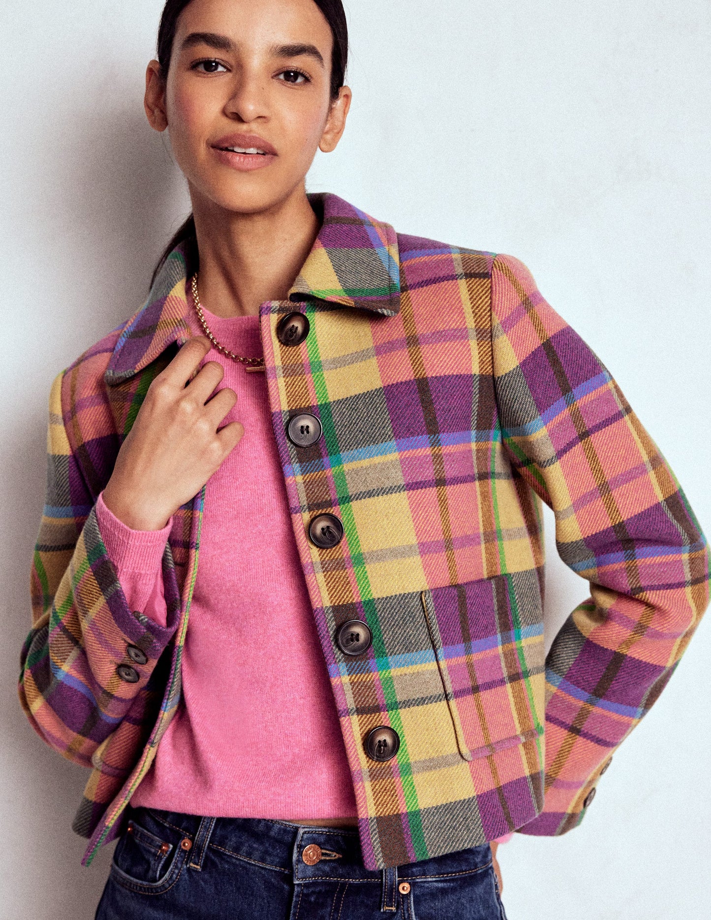 Eva Cashmere Crew Neck Sweater-Rose Pink Melange