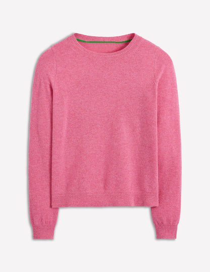 Eva Cashmere Crew Neck Sweater-Rose Pink Melange-5