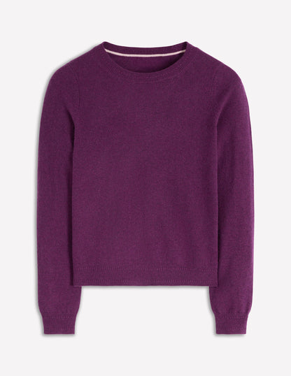 Eva Cashmere Crew Neck Sweater-Plum Melange-6