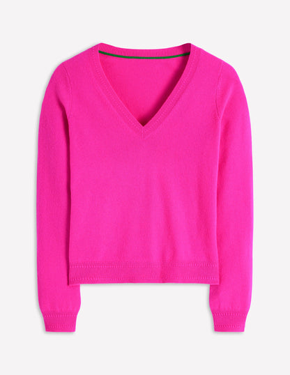 Eva Cashmere V-Neck Sweater-Pop Pansy-6