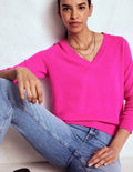 Eva Cashmere V-Neck Sweater-Pop Pansy