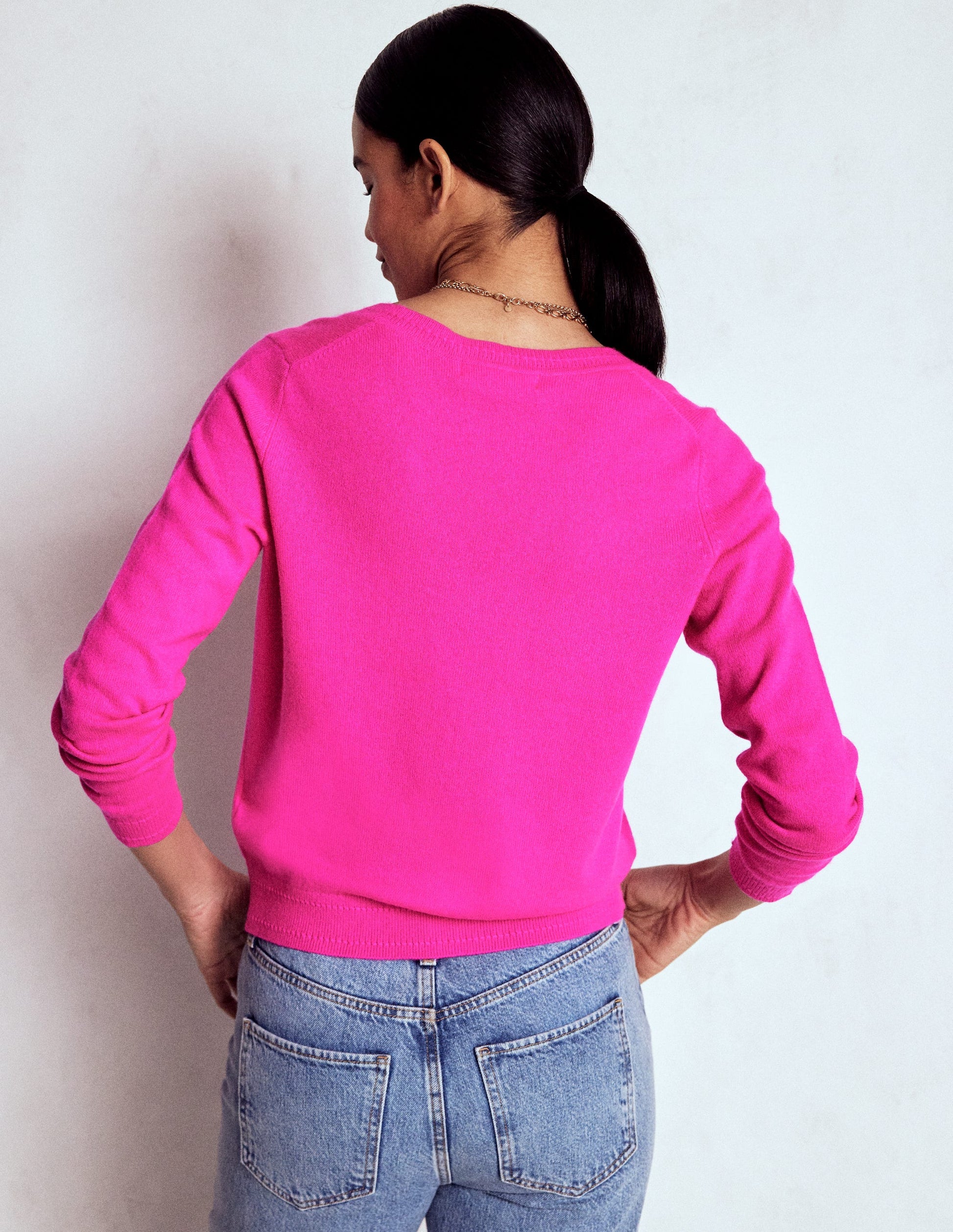 Eva Cashmere V-Neck Sweater-Pop Pansy-2