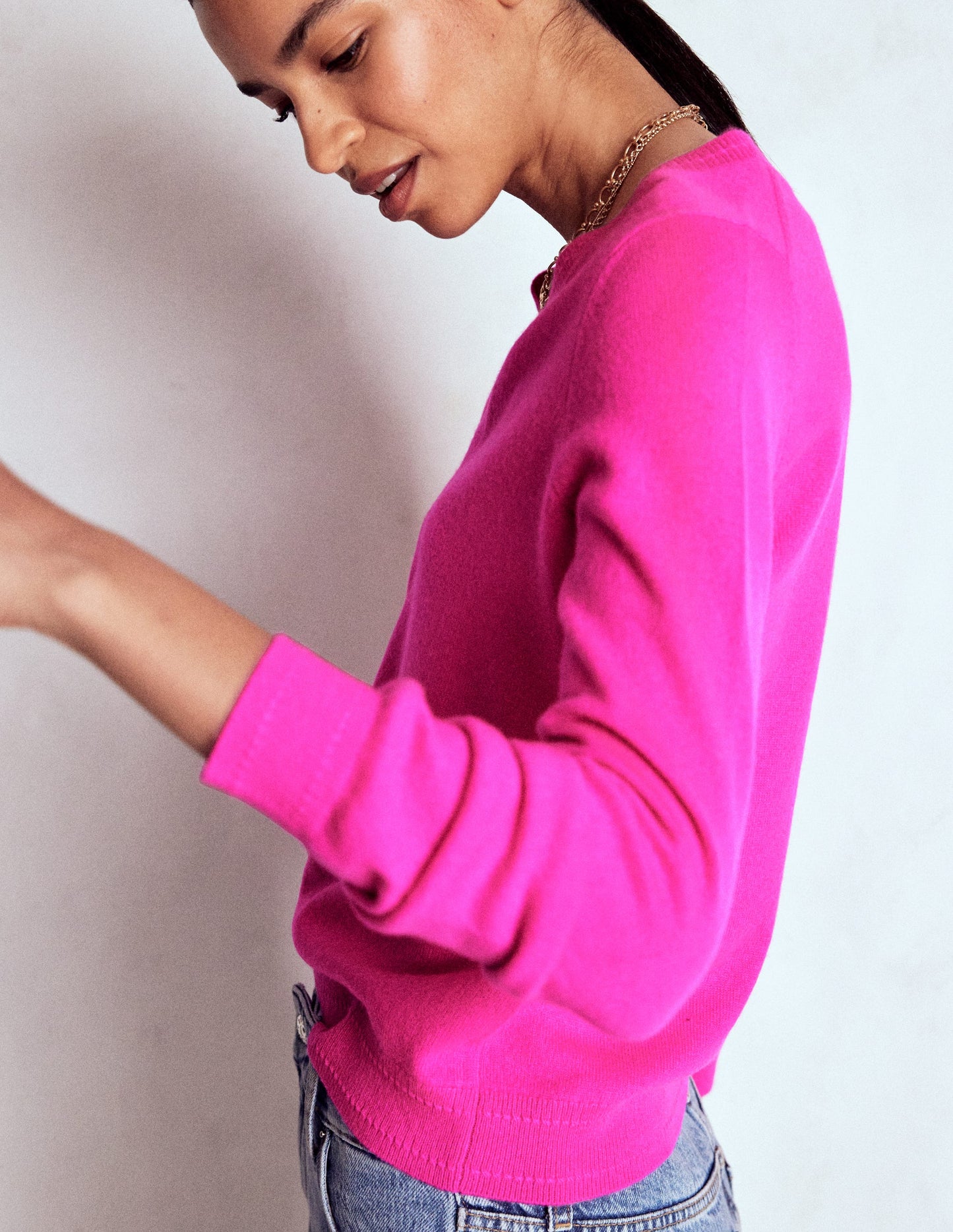 Eva Cashmere V-Neck Sweater-Pop Pansy