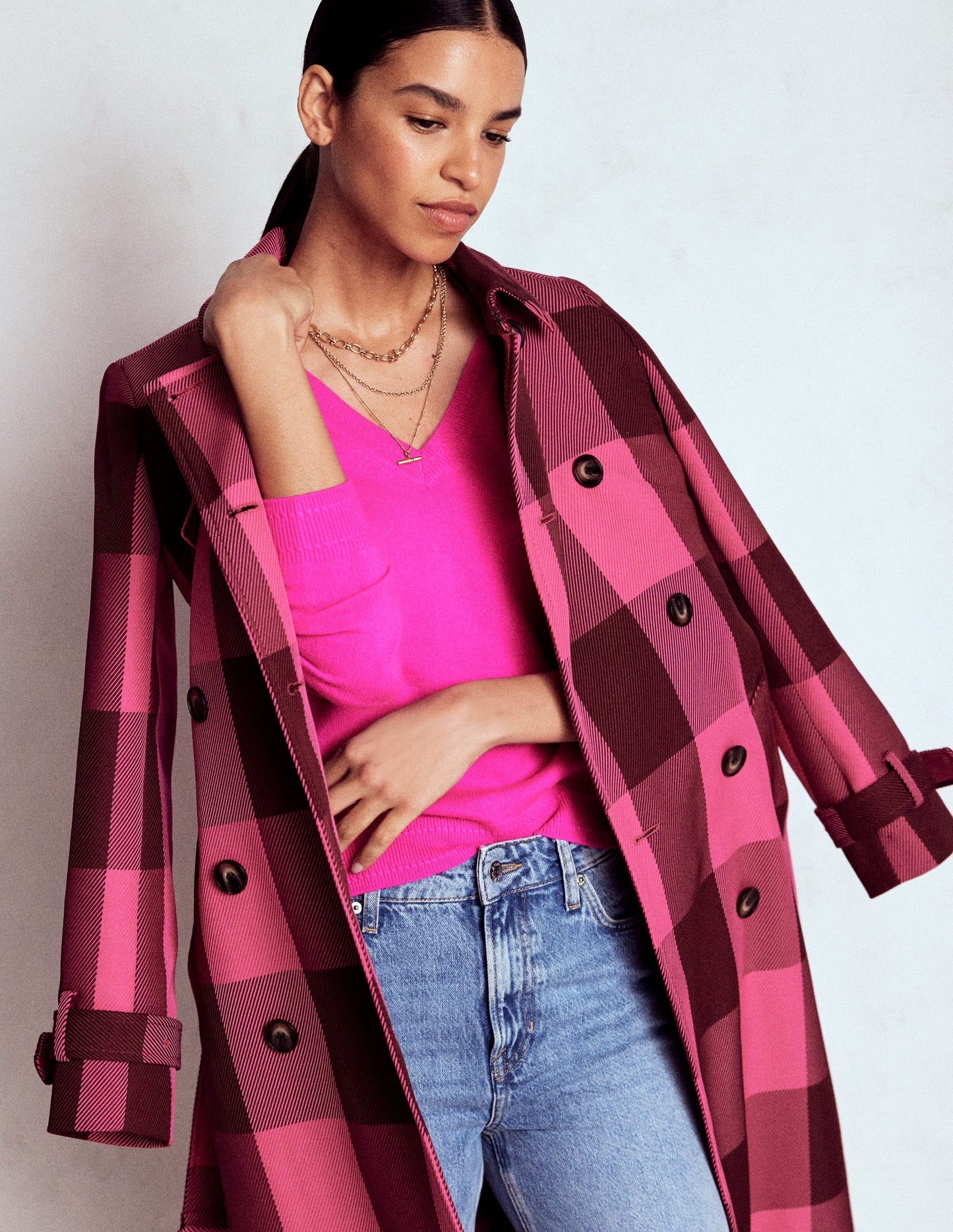 Eva Cashmere V-Neck Sweater-Pop Pansy