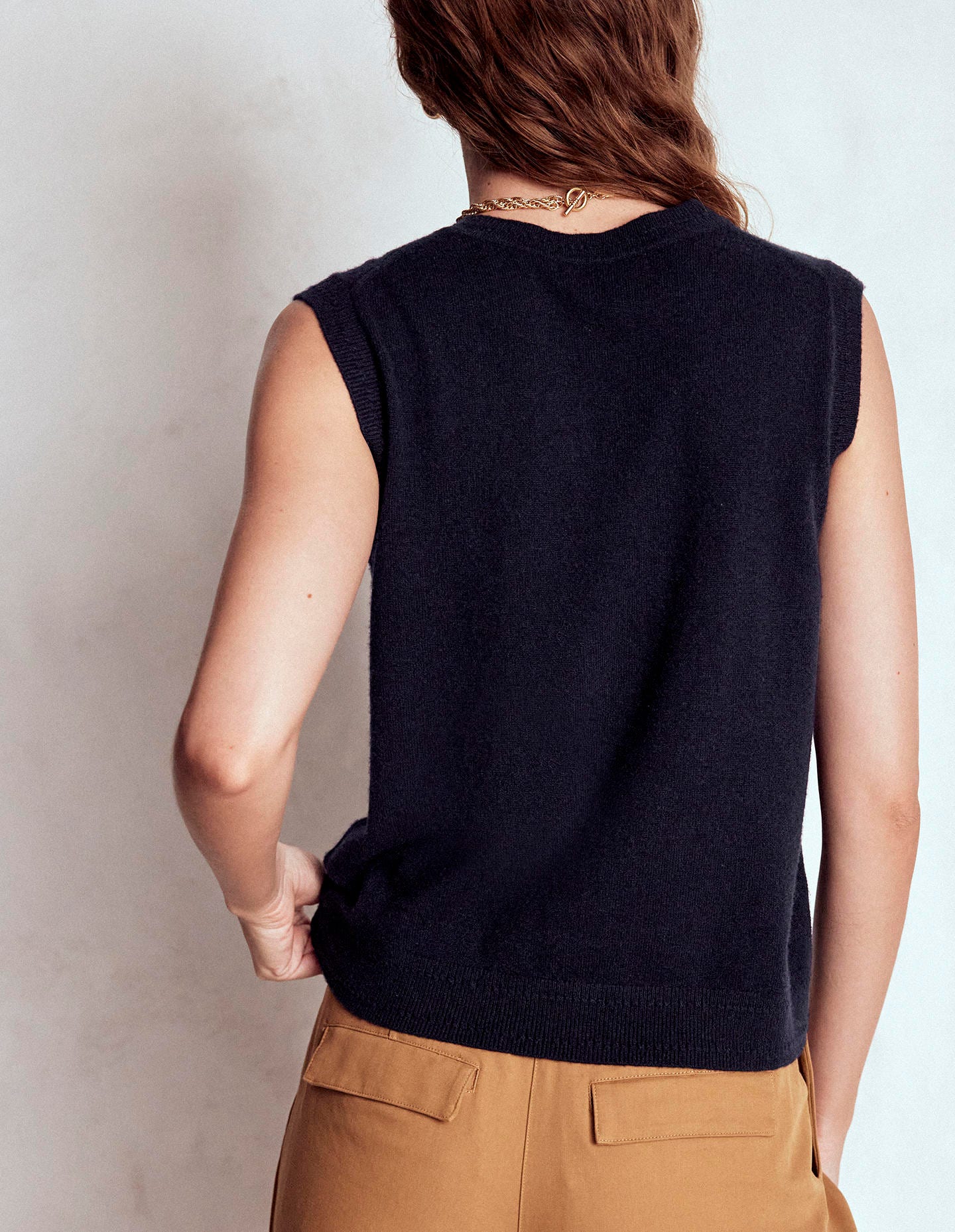 Eva Cashmere Vest-Navy-3