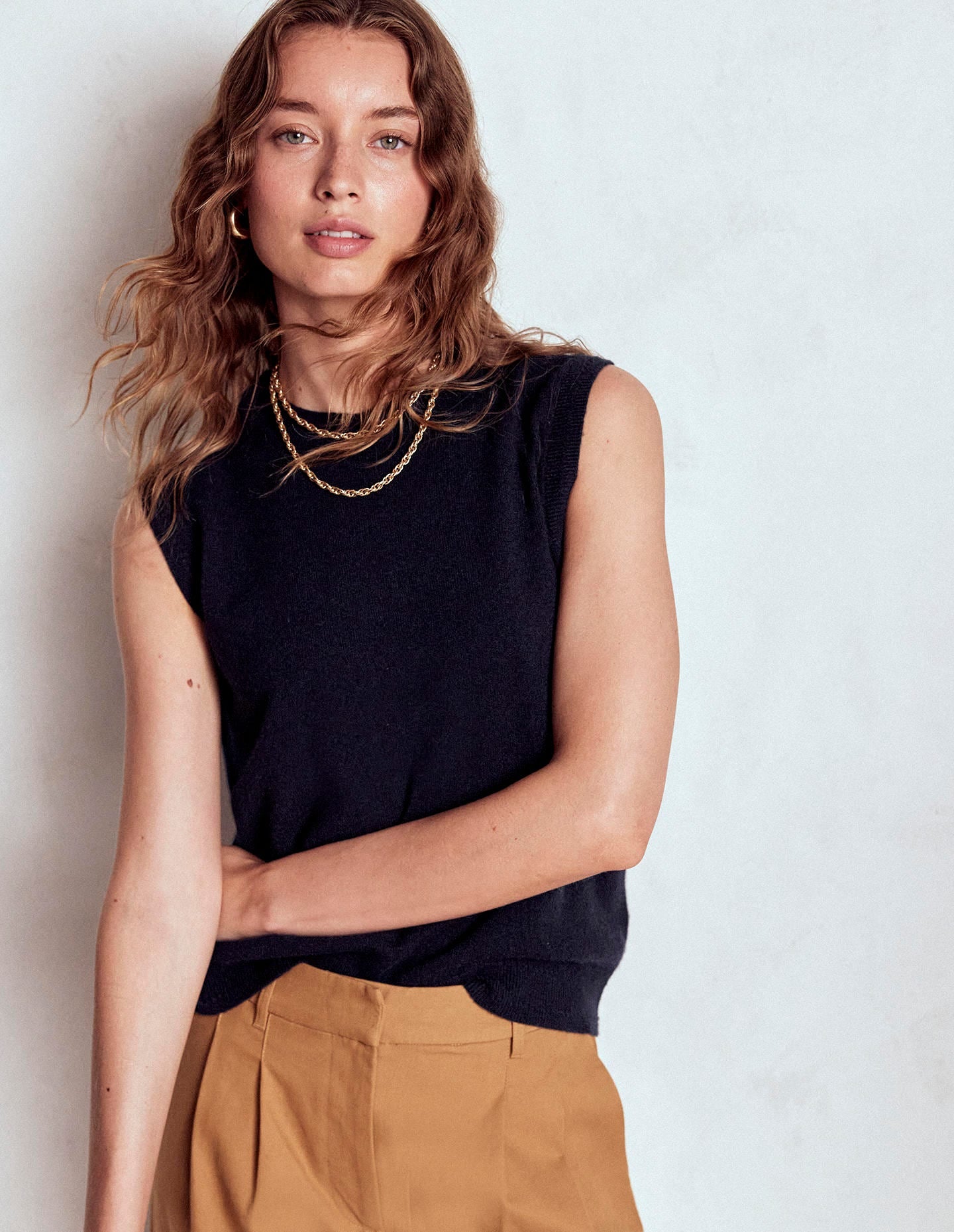 Eva Cashmere Vest-Navy