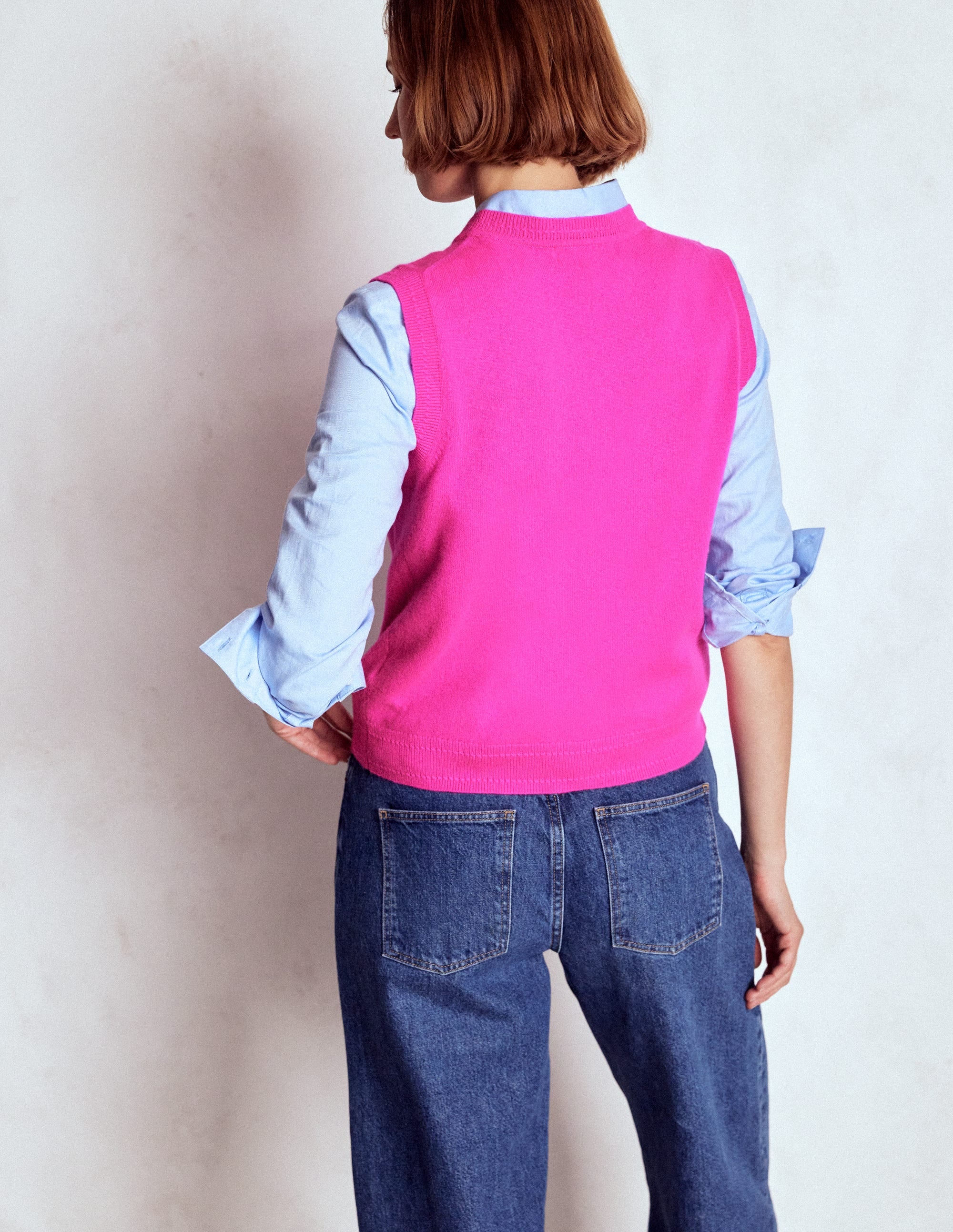 Eva Cashmere Vest-Pop Pansy - Image 3
