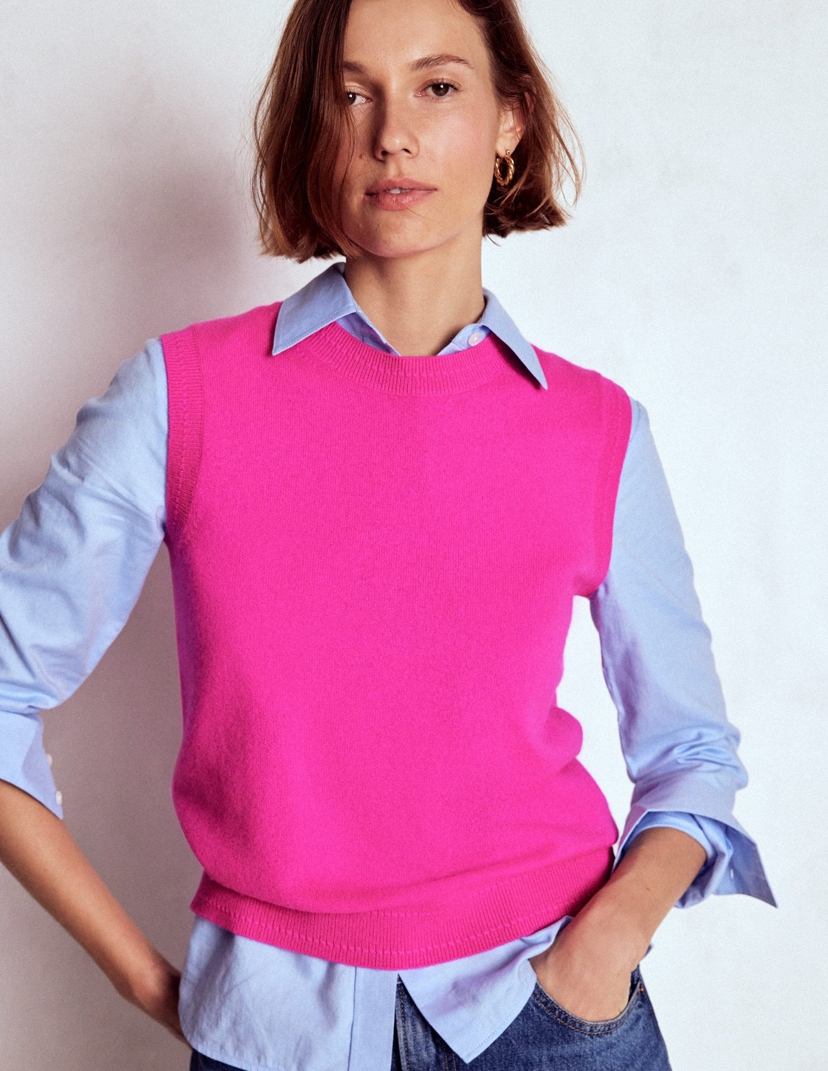 Eva Cashmere Vest-Pop Pansy - Image 4