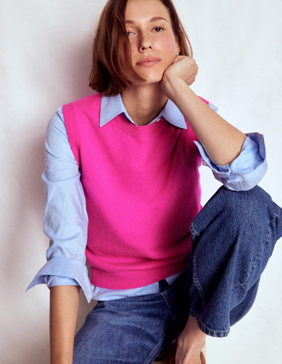 Eva Cashmere Vest-Pop Pansy - Image 5