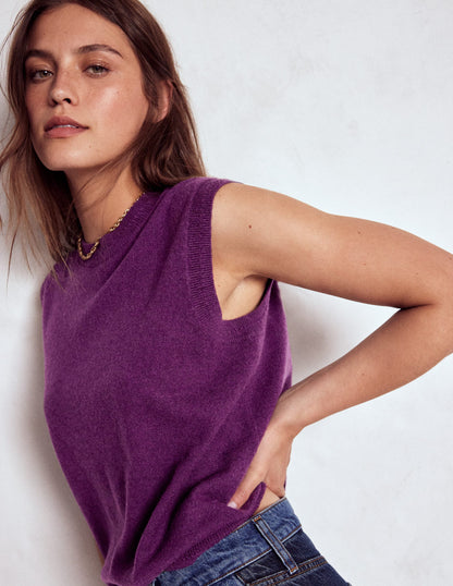 Eva Cashmere Vest-Plum Melange-2