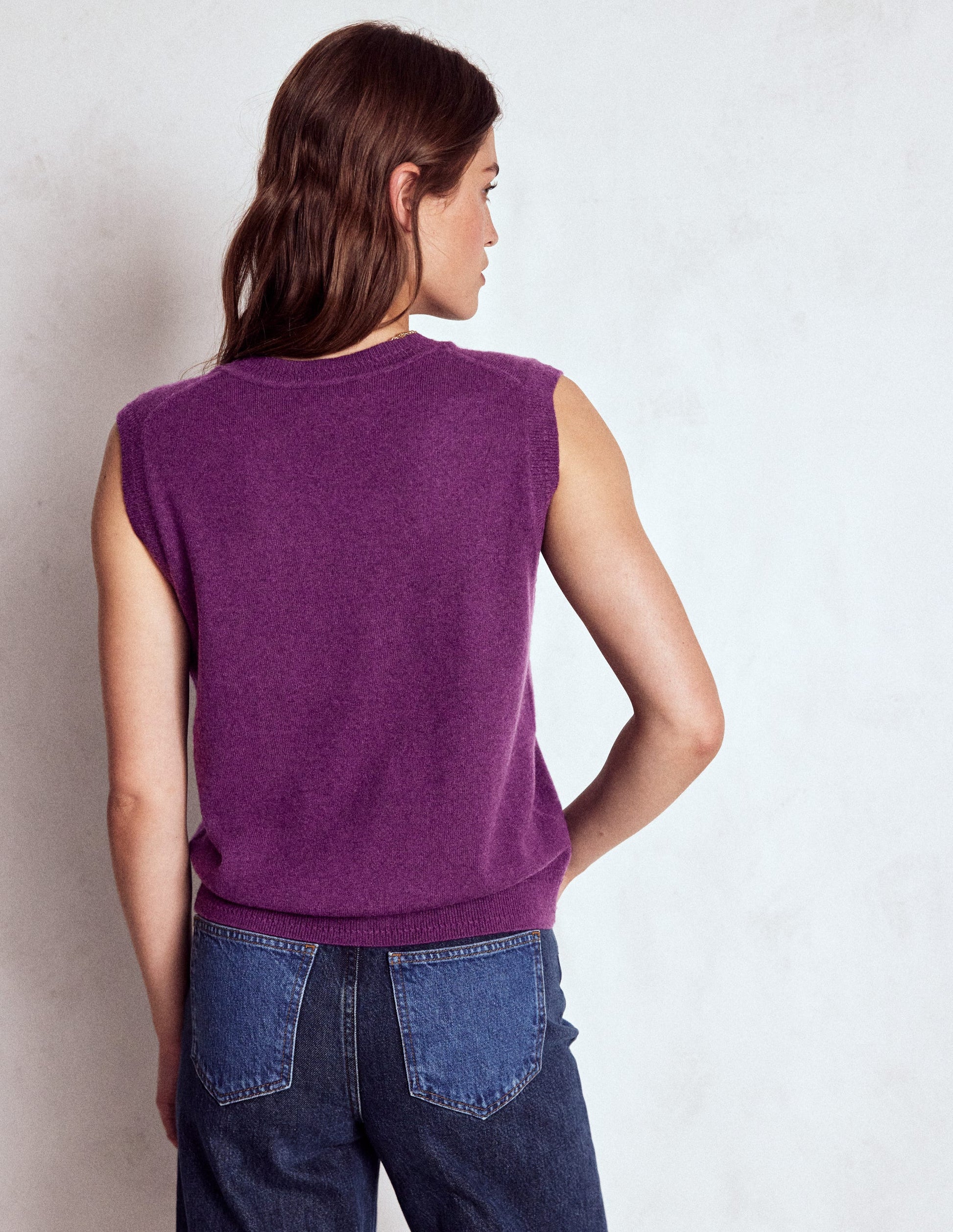 Eva Cashmere Vest-Plum Melange-3