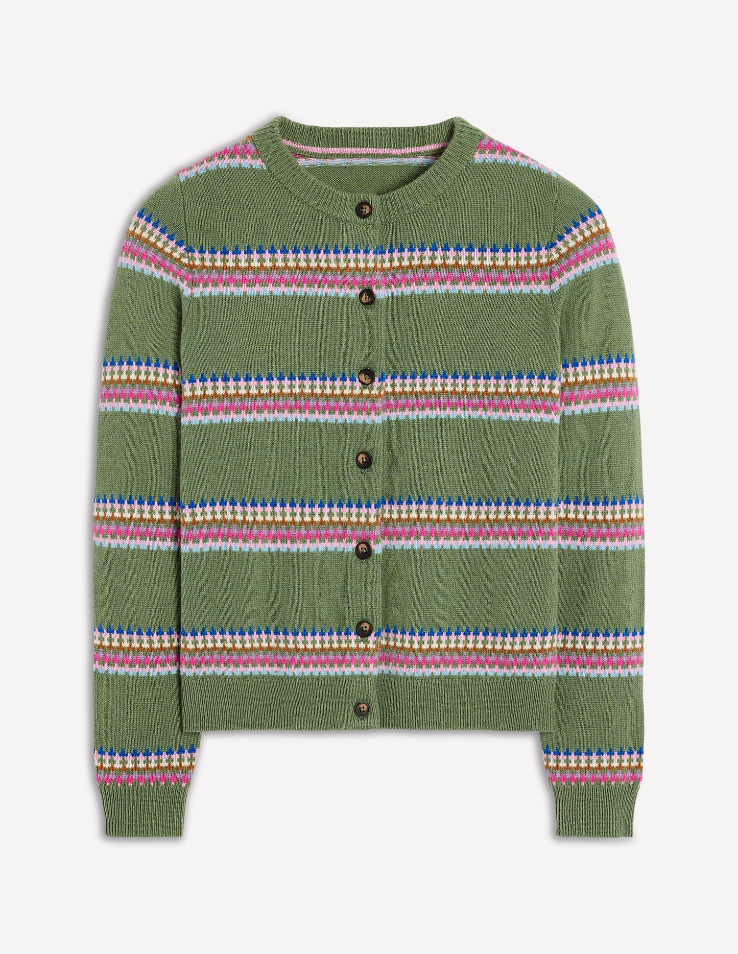 Edie Fair Isle Cardigan-Green, Diamond