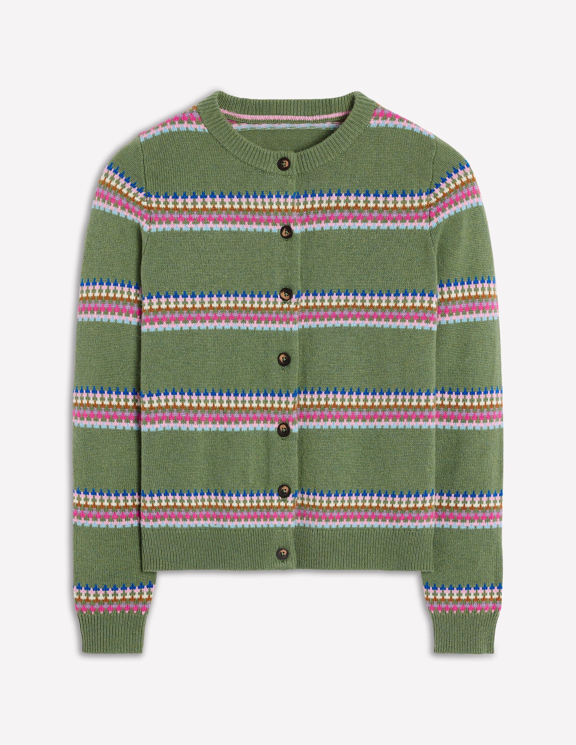Edie Fair Isle Cardigan-Green, Diamond-5
