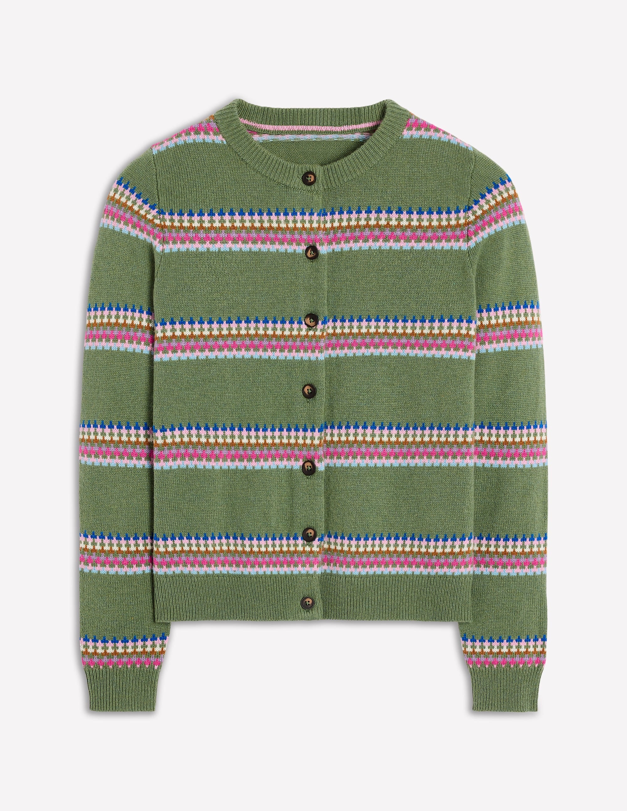 Edie Fair Isle Cardigan-Green, Diamond - Image 5