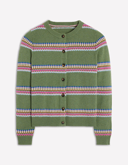 Edie Fair Isle Cardigan-Green, Diamond-5