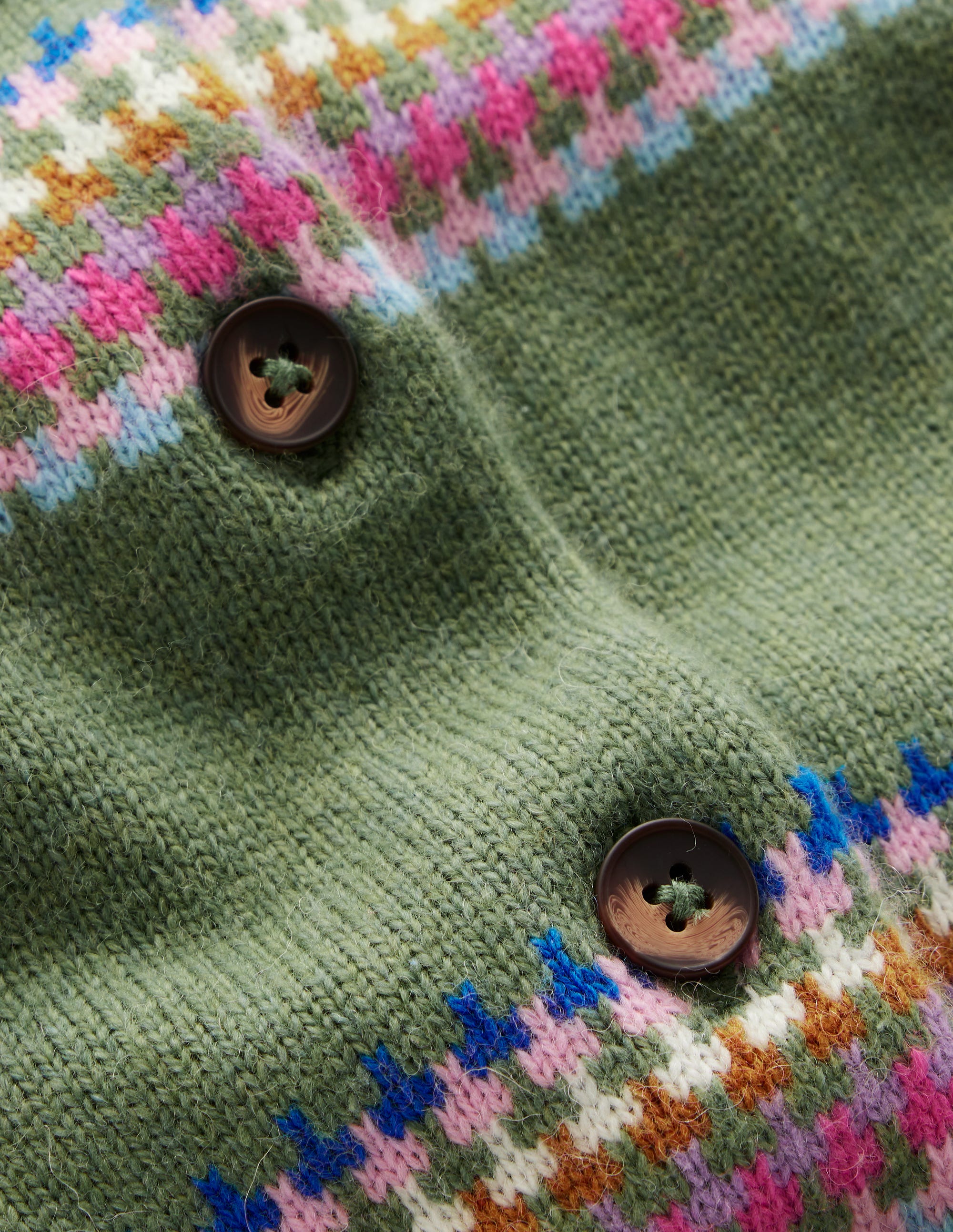 Edie Fair Isle Cardigan-Green, Diamond - Image 6