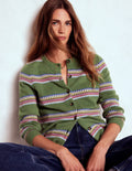 Edie Fair Isle Cardigan-Green, Diamond