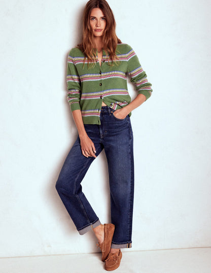 Edie Fair Isle Cardigan-Green, Diamond-4