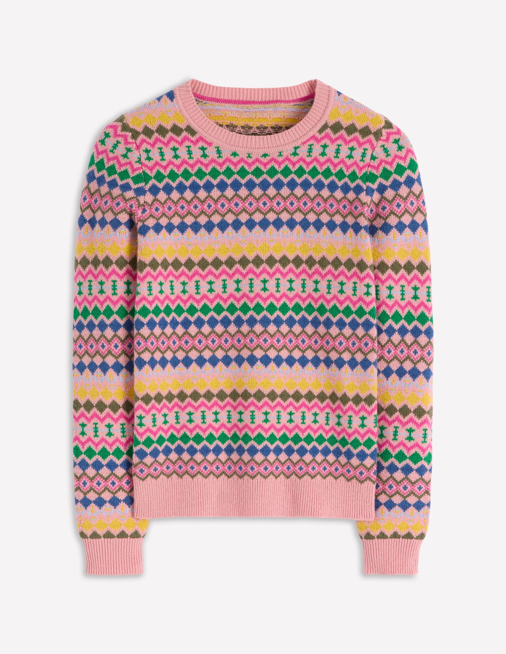 Edie Fair Isle Sweater-Pink, Geo Fair Isle-6