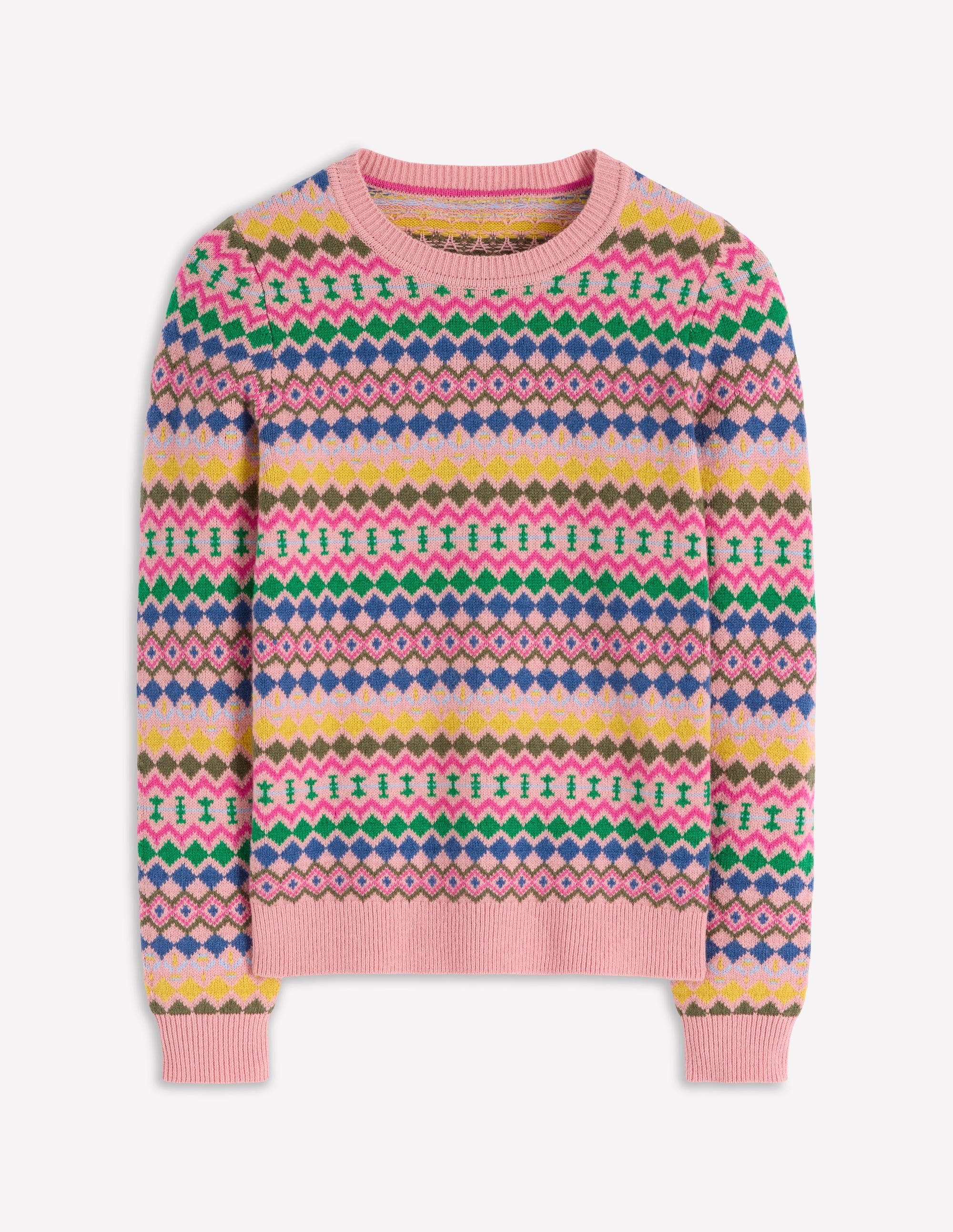 Edie Fair Isle Sweater-Pink, Geo Fair Isle - Image 6
