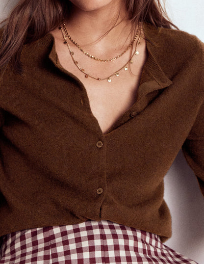 Eva Cashmere Crew Cardigan-Mocha-2