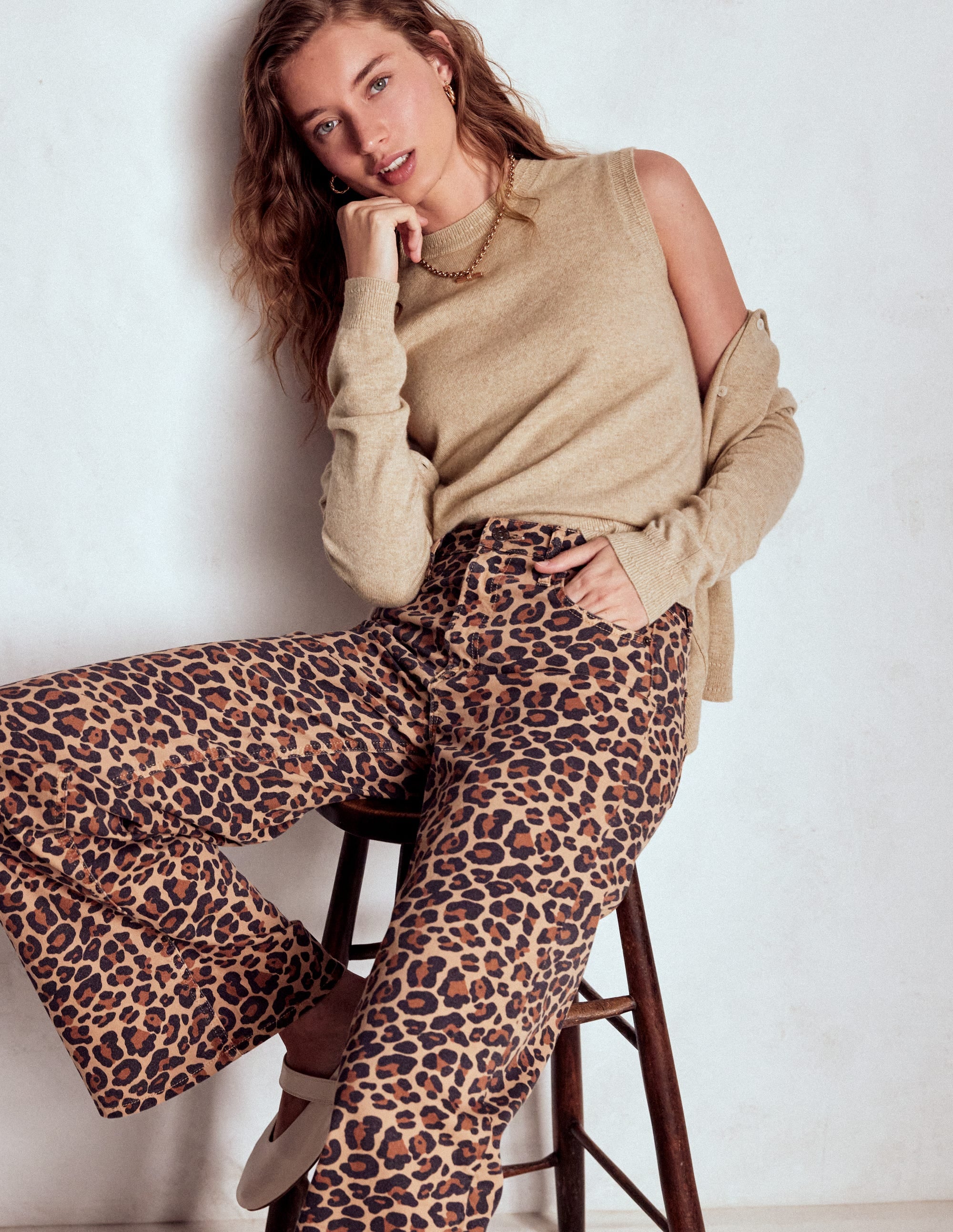 Eva Cashmere Crew Cardigan-Chinchilla Melange - Image 1
