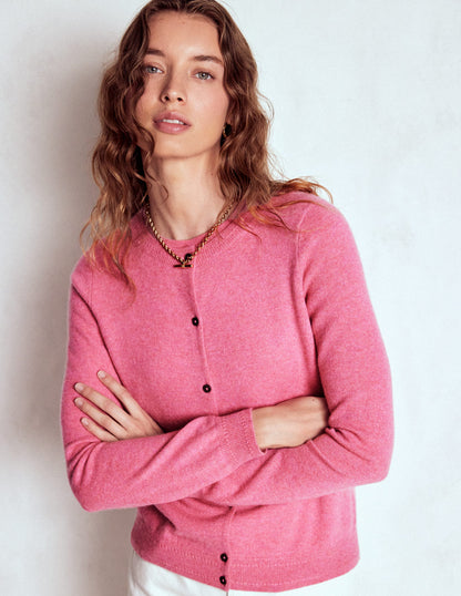Eva Cashmere Crew Cardigan-Rose Pink Melange-3