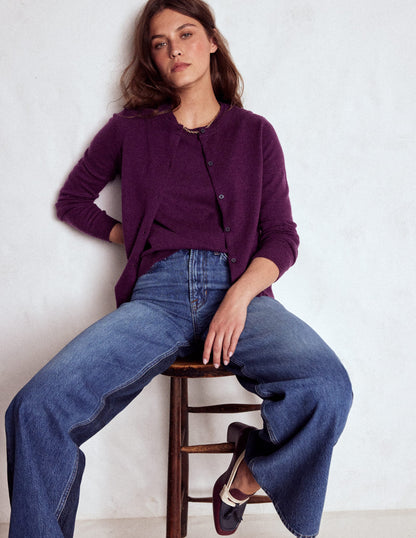 Eva Cashmere Crew Cardigan-Plum Melange-4