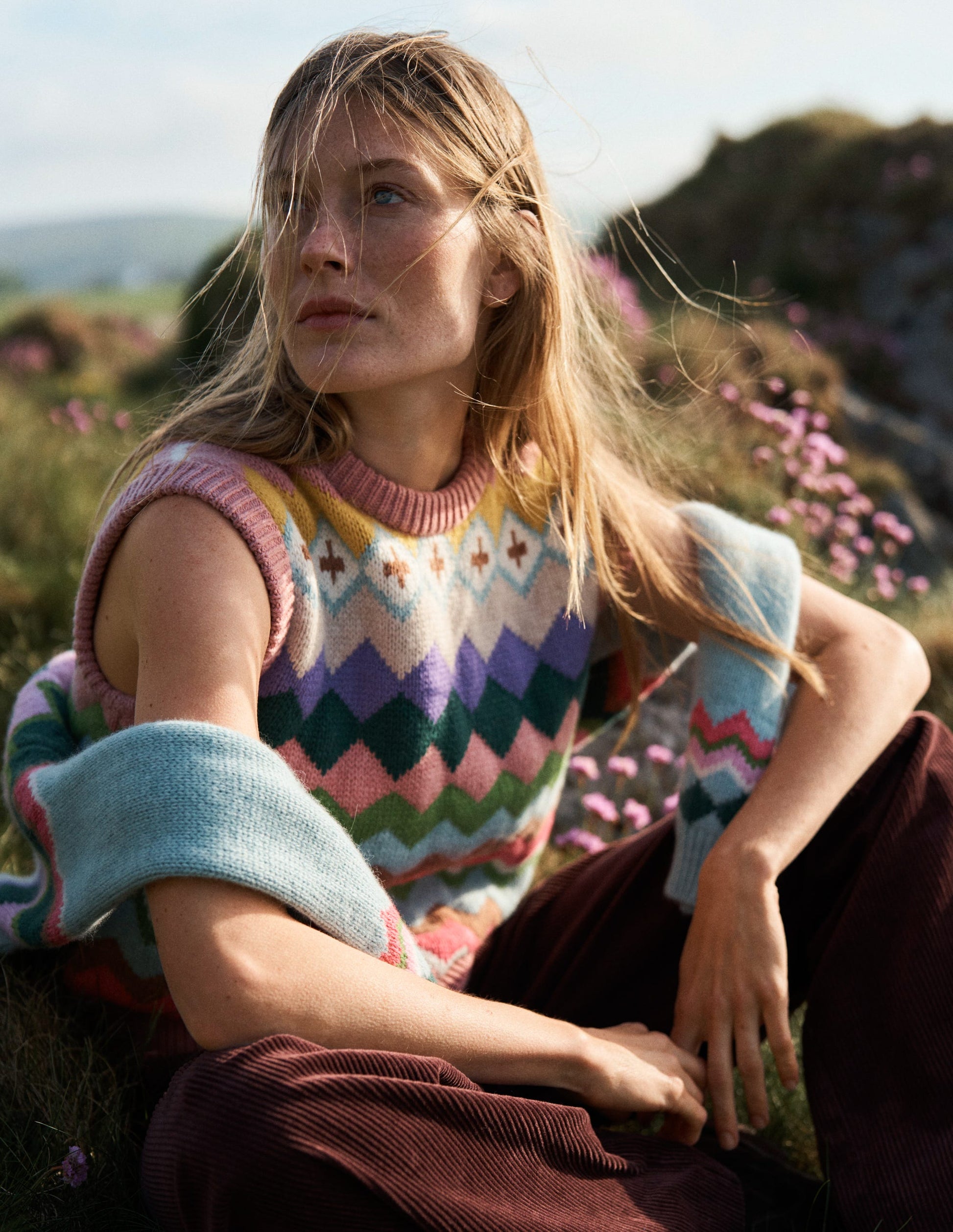 Eleanor Fair Isle Vest-Pink Heritage Fair Isle-7