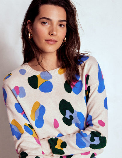 Lydia Cashmere Jumper-Warm Ivory, Leopard-1