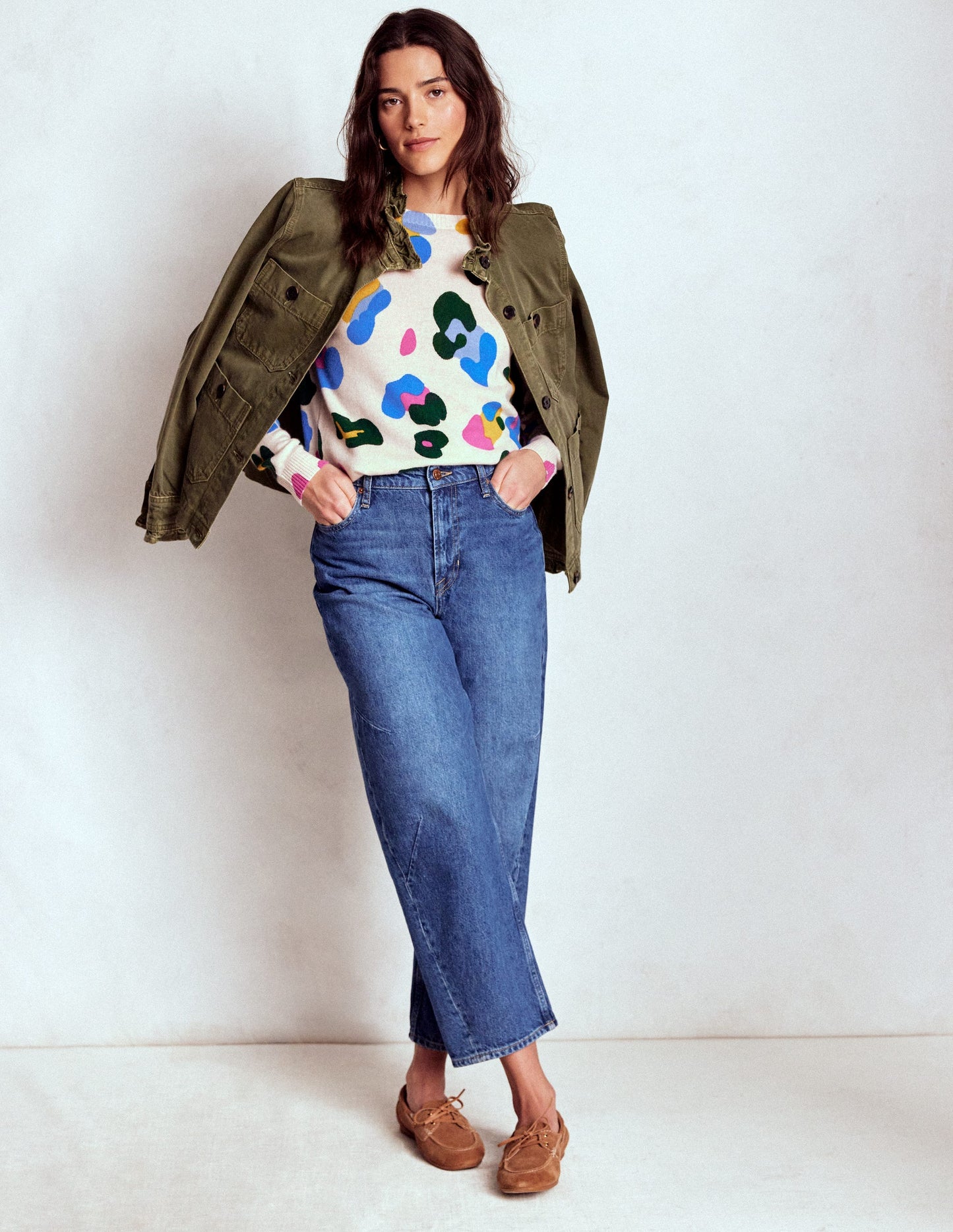 Lydia Cashmere Jumper-Warm Ivory, Leopard