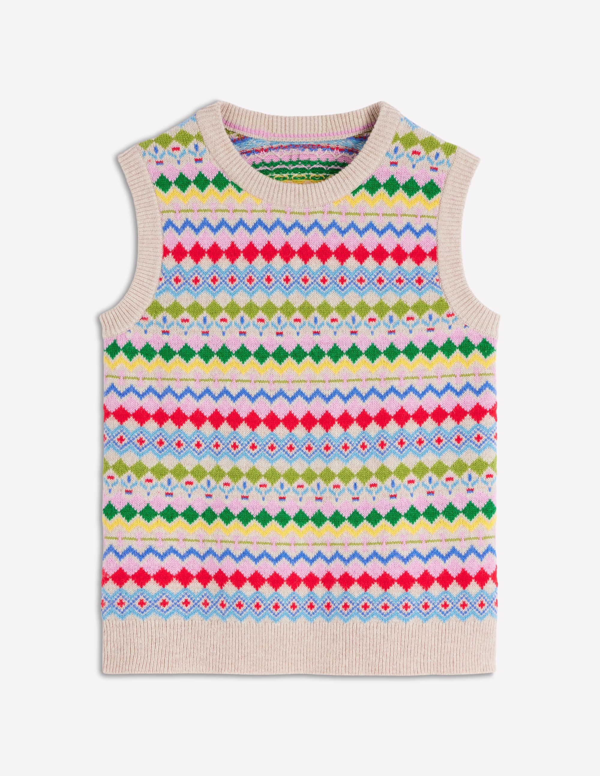 Edie Fair Isle Vest-Oatmeal Melange, Multi - Image 9