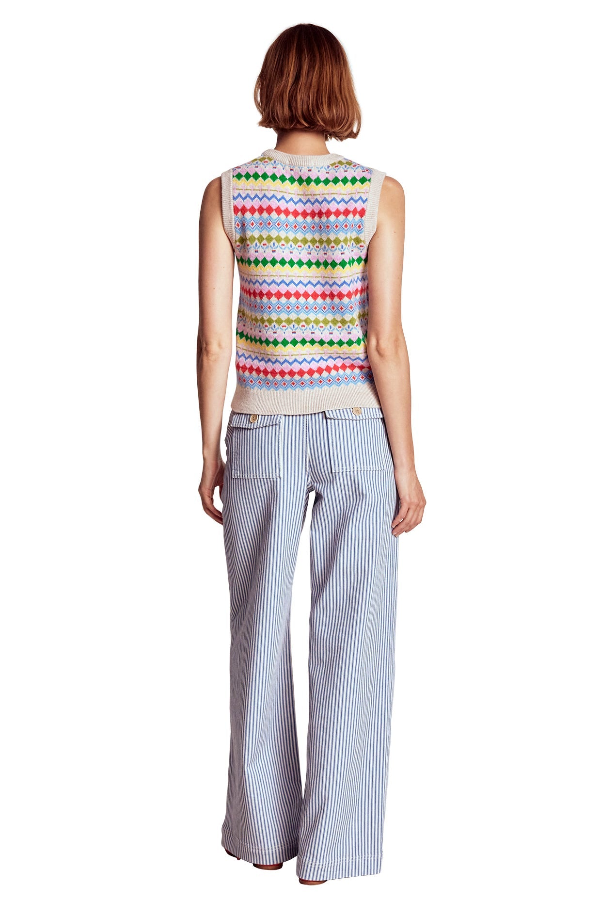 Edie Fair Isle Vest-Oatmeal Melange, Multi-7