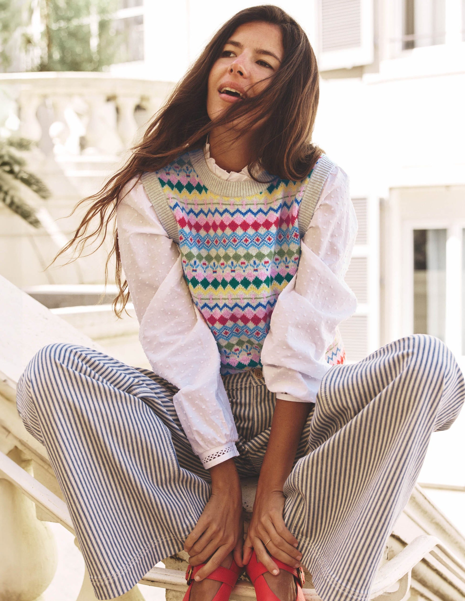 Edie Fair Isle Vest-Oatmeal Melange, Multi-6