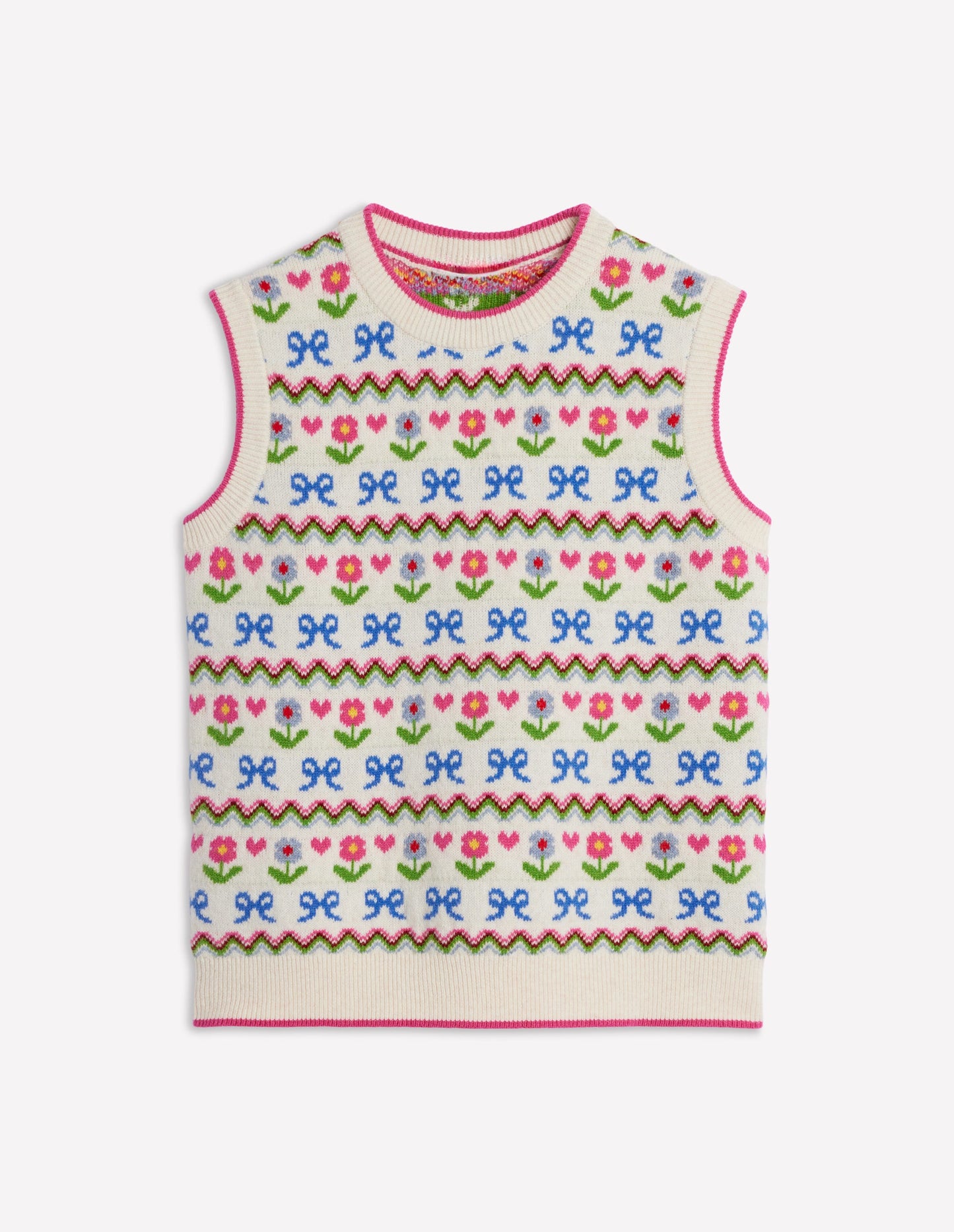 Edie Fair Isle Vest-Oatmeal Melange, Flowers