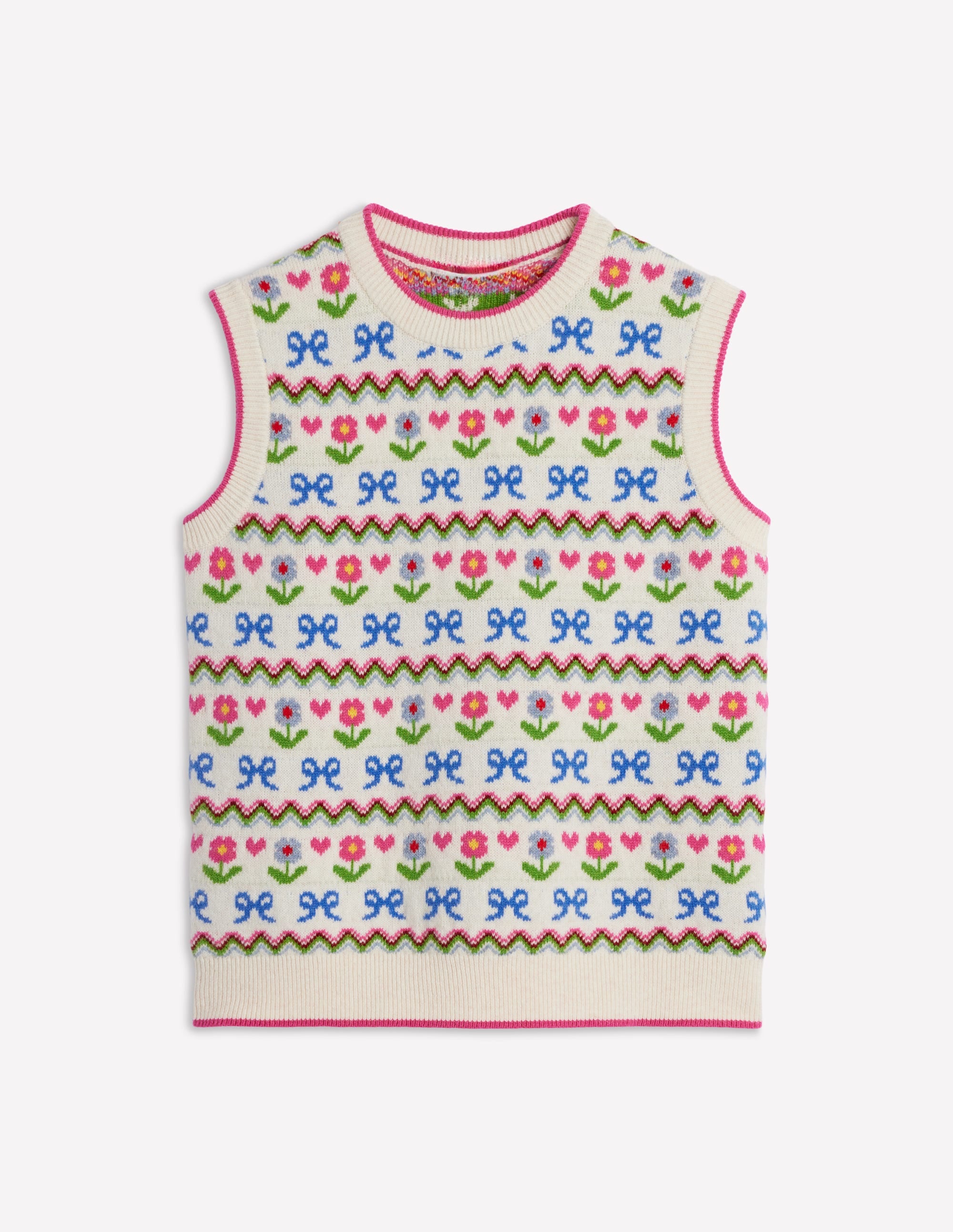 Edie Fair Isle Vest-Oatmeal Melange, Flowers - Image 6