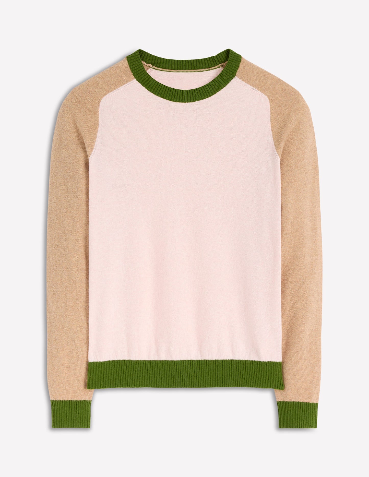 Meg Saddle Sleeve Sweater-Pink, Green Colour Block