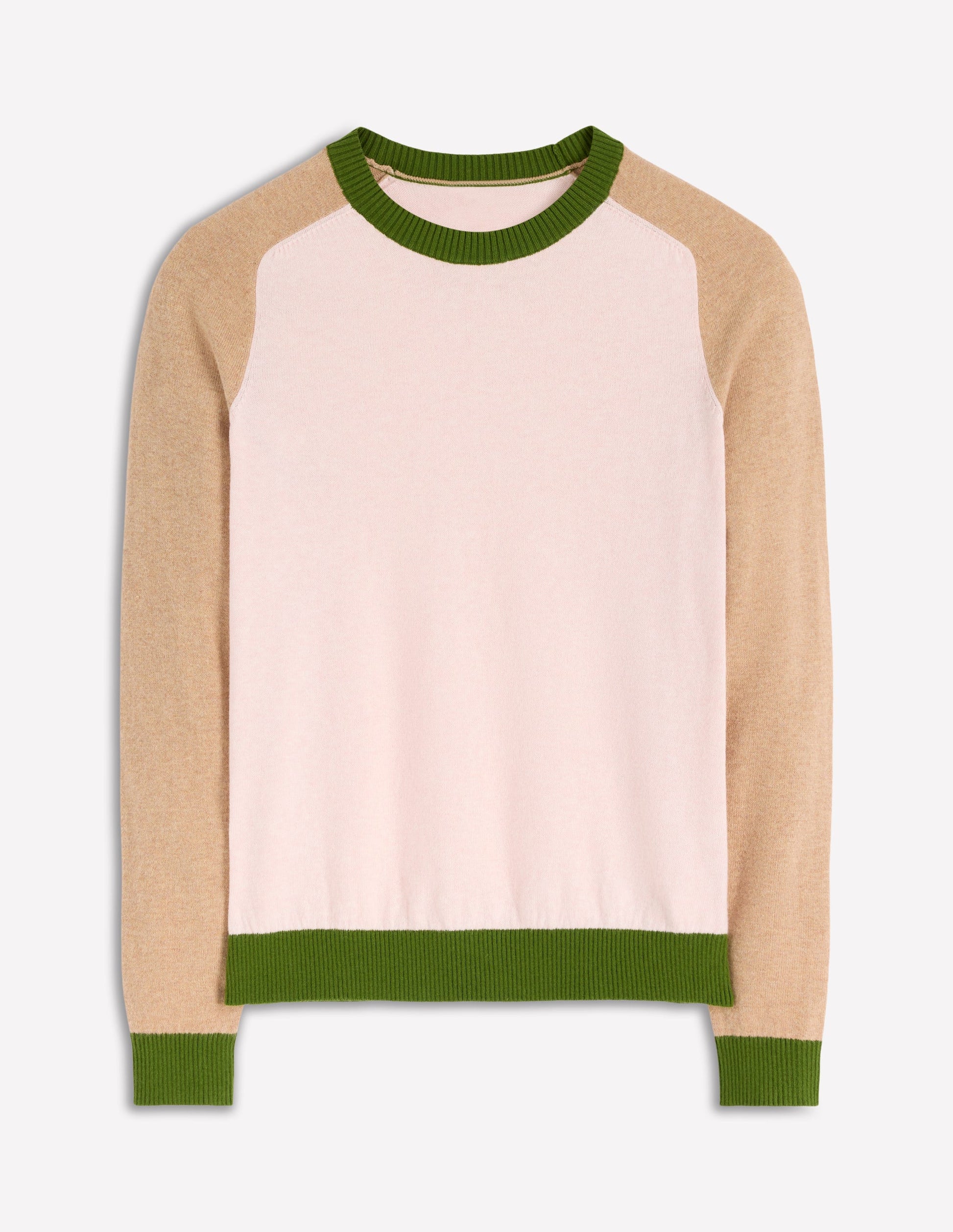 Meg Saddle Sleeve Sweater-Pink, Green Colour Block-4