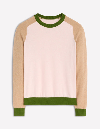 Meg Saddle Sleeve Sweater-Pink, Green Colour Block-4